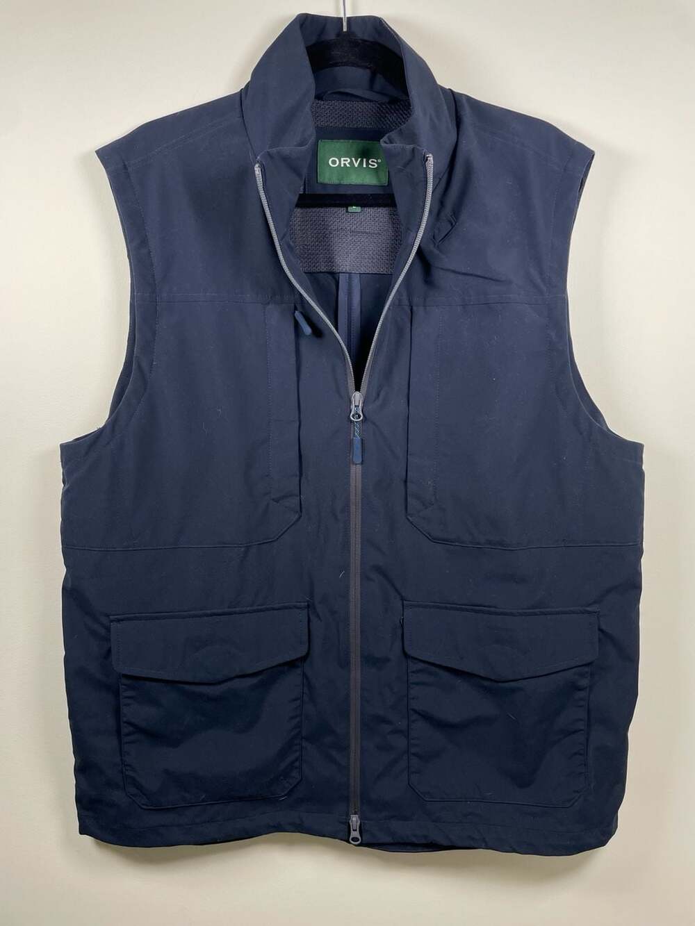 Orvis Men's Navy Blue Full Zip Outdoor Activity Cargo Vest Size Large